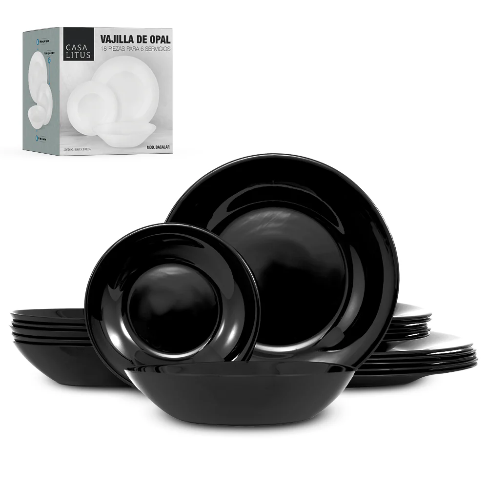 Vajilla de Opal 6 Personas (18 Pz.) Platos Ultra Resistentes