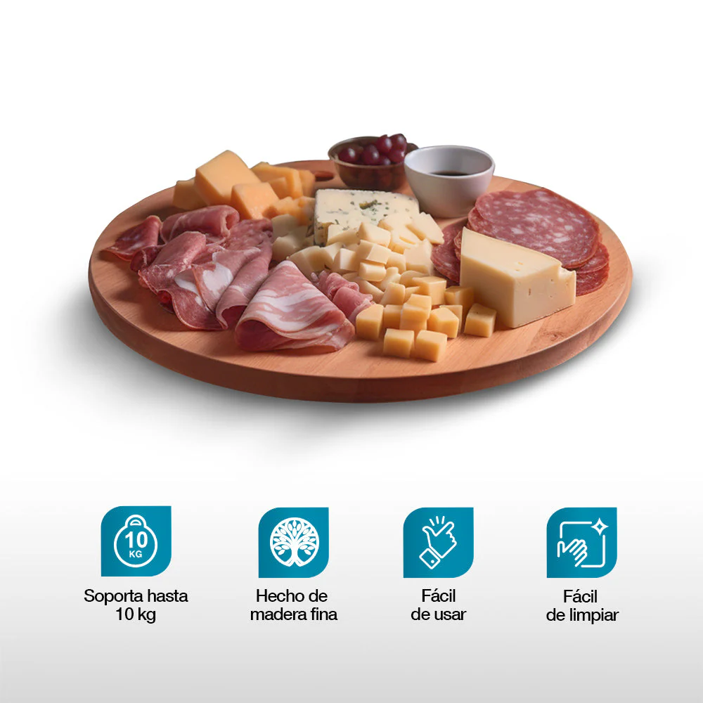 Organizador Giratorio Lazy Susan de Madera de Acacia 38 cm Casa Litus - Imagen 2