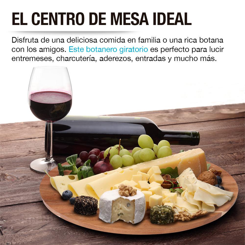 Organizador Giratorio Lazy Susan de Madera de Acacia 38 cm Casa Litus - Imagen 3