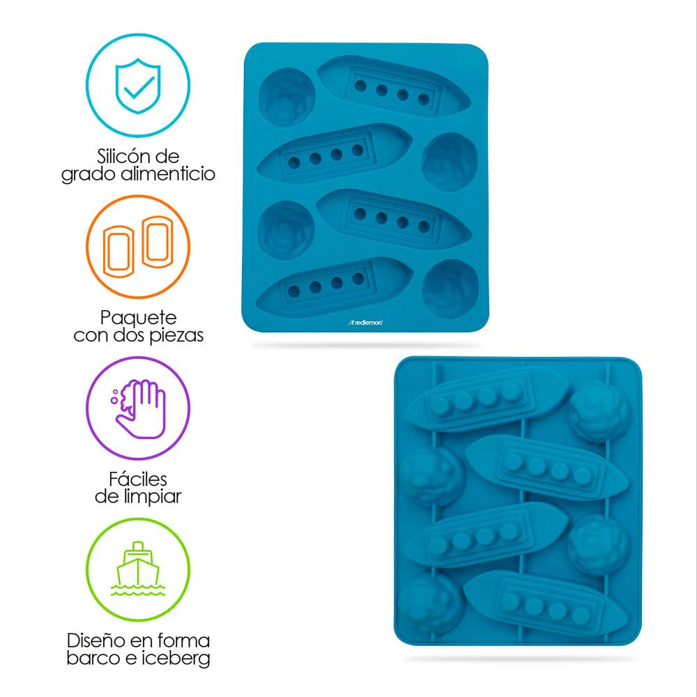 Moldes para Hielos de Silicón en Forma de Barco e Iceberg 2pz - Imagen 2